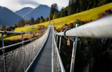 bridge in the mountains with lock