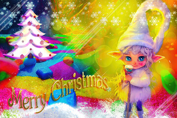 candy little elf wishes merry christmas