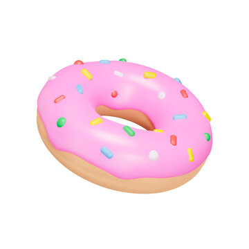 Doughnut 3d icon. donut. Dessert in frosting. Sweet fast food. Baked goods. Isolated object on transparent background