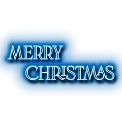 Blue Neon Merry Christmas Sign. Design Element. 