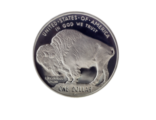 American buffalo Silver Dollar on transparent background
