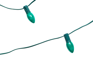 Isolated green c9 c7 bulb light strings