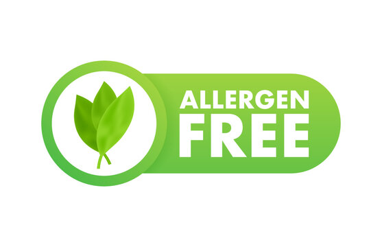 Allergen free stamp. allergen free round ribbon label. Vector stock illustration.