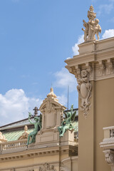 Architectural detail of Monte Carlo Casino (architect Charles Garnier, 1865) - gambling and...