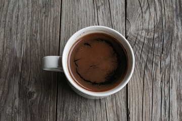black coffee on a wooden table