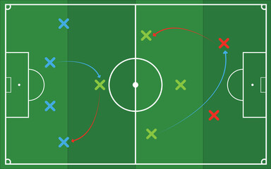 Football\Soccer field - technique - tactic for the match - vector eps
