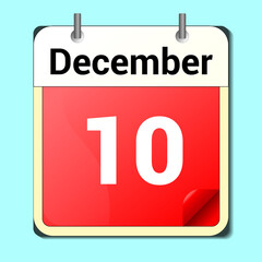 day on the calendar, vector image format, December 10