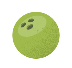 Sports ball sticker. Icon with round heavy ball for bowling and knocking down pins. Fun and entertainment. Equipment for sports game. Cartoon flat vector illustration isolated on white background