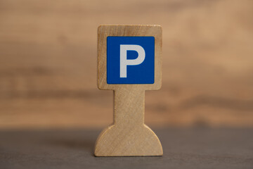 panneau de parking en bois jeu pour enfant symbole