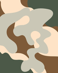 Minimalistic vector abstract background in earthy tones, camouflage effect