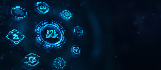 Internet, business, Technology and network concept. Data mining concept. 3d illustration.