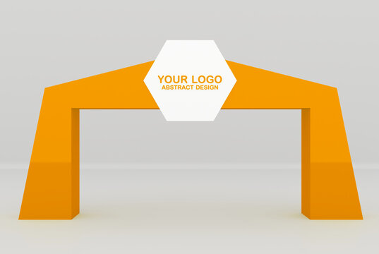 Arch design.Event arch or entrance gate mockup template of entry or welcome archway. Event arch for sport marathon start and finish gate, exhibition or expo entrance stand frame. Archway mockup. 