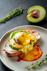 fried eggs with herbs on tost