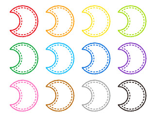 クレヨン素材 三日月型のフレーム 12色セット