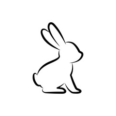 Hare symbol. Rabbit sign. Hare, rabbit icon. Animal silhouette. Vector minimalist illustration.