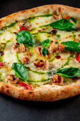 pizza on a board