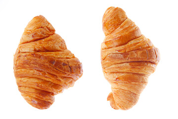 Crisp fresh croissants in the background