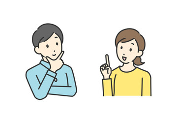 Fototapeta premium ひらめいている夫婦のイラスト