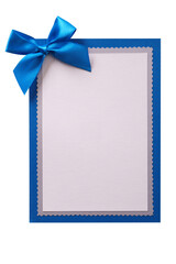 Christmas greetings gift card blue bow decoration vertical isolated transparent background photo PNG file