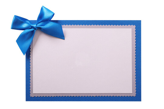 Christmas gift card blue bow decoration white copy space isolated transparent background photo PNG file