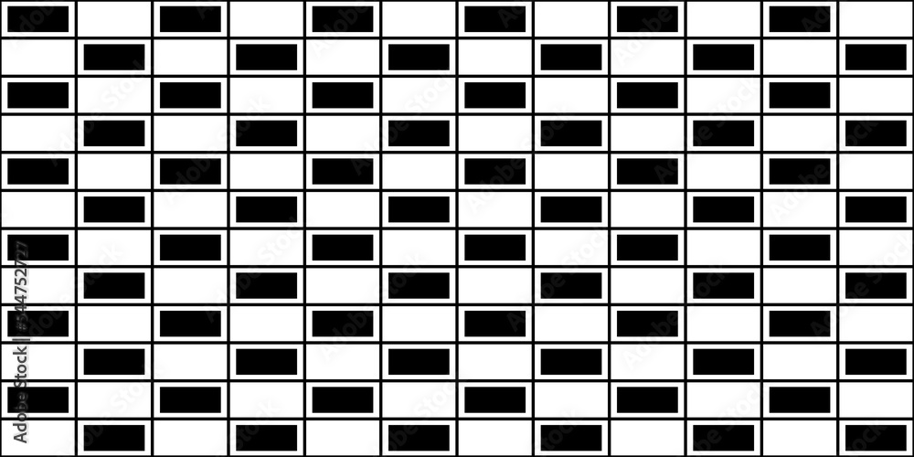 Poster Black and white pattern of alternating checkered rectangles. Seamless tile pattern for interior design and print.