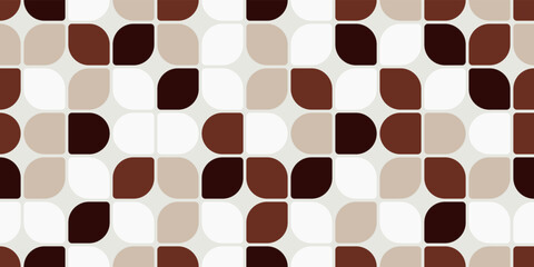 Coffee pattern of rounded geometric shapes. Seamless coffee tile of the same shapes.