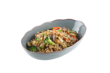 Vegetable fried rice with a white background