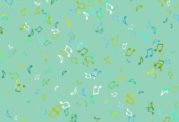 Fototapeta na wymiar Light colorful vector background with music symbols.