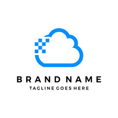 Cloud computing digital data Logo vector