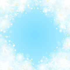 Fototapeta na wymiar 雪の結晶の壁紙⑫正方形_四隅_青背景