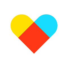 Colored heart, great design for any purposes. Hearts, abstract geometric shapes. Vector illustration. stock image. 