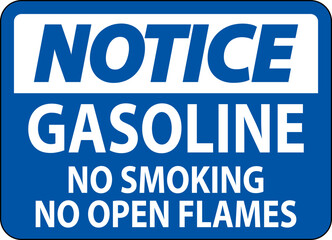 Notice Sign Gasoline ,No Smoking, No Open Flames