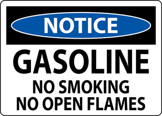 Notice Sign Gasoline ,No Smoking, No Open Flames