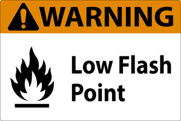 Warning Low Flash Sign On White Background