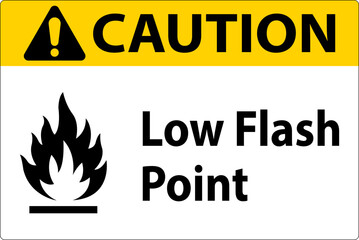 Caution Low Flash Sign On White Background