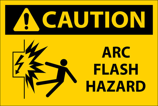 Caution Arc Flash Hazard Sign On White Background