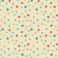 Beautiful vector seamless floral pattern with cute abstract flowers. Stock illustration.
