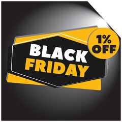 ILLUSTRATION, BLACK FRIDAY PROMOTION TAG, 1 PERCENT DISCOUNT