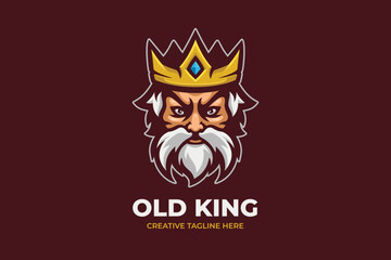 Old King Mascot Character Logo Illustration