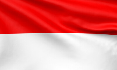 Fototapeta na wymiar Flag of Indonesia waving. Close up of Indonesia flag.