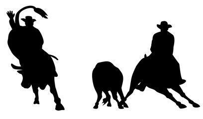 Rodeo Cowboy Horse Bull Riding Silhouette