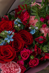 Big floral bouquet of red roses