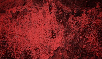 background concept using old cracked wall material with red dominant color, peeling wall surface forming abstract art, old wall background full of cracks and moss