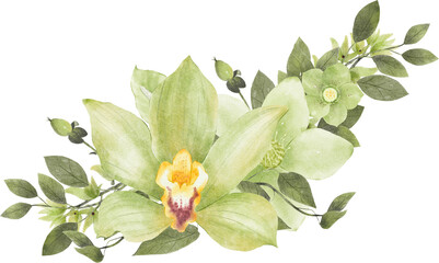 Obraz na płótnie Canvas Green Watercolor Flower