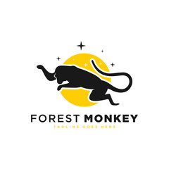 jumping monkey vector illustration logo