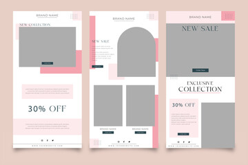 email template for e-commerce business. vector, pink,
editable, shapes, newsletter template, weekly