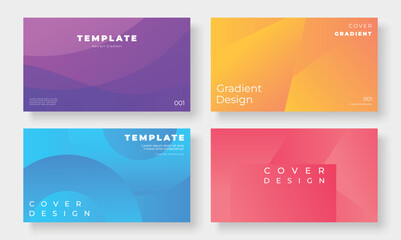 Set of template background design vector. Collection of creative abstract gradient vibrant colorful curve, geometric shape background. Design illustration for business card, cover, banner, wallpaper.