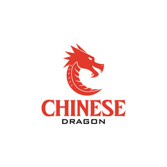 Silhoutte Of Chinese Red Dragon Head Icon Logo Design Inspiration