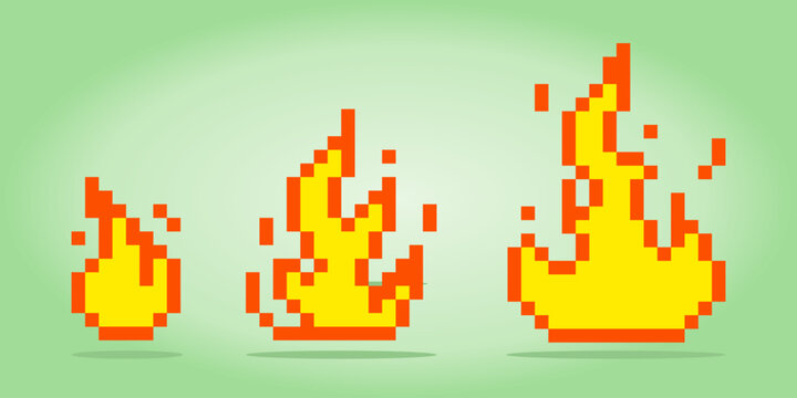 8-bit pixel a fire for GUI image. Asset game on vector illustration.