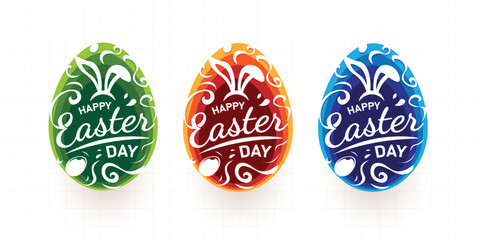 Happy easter lettering on seamless egg